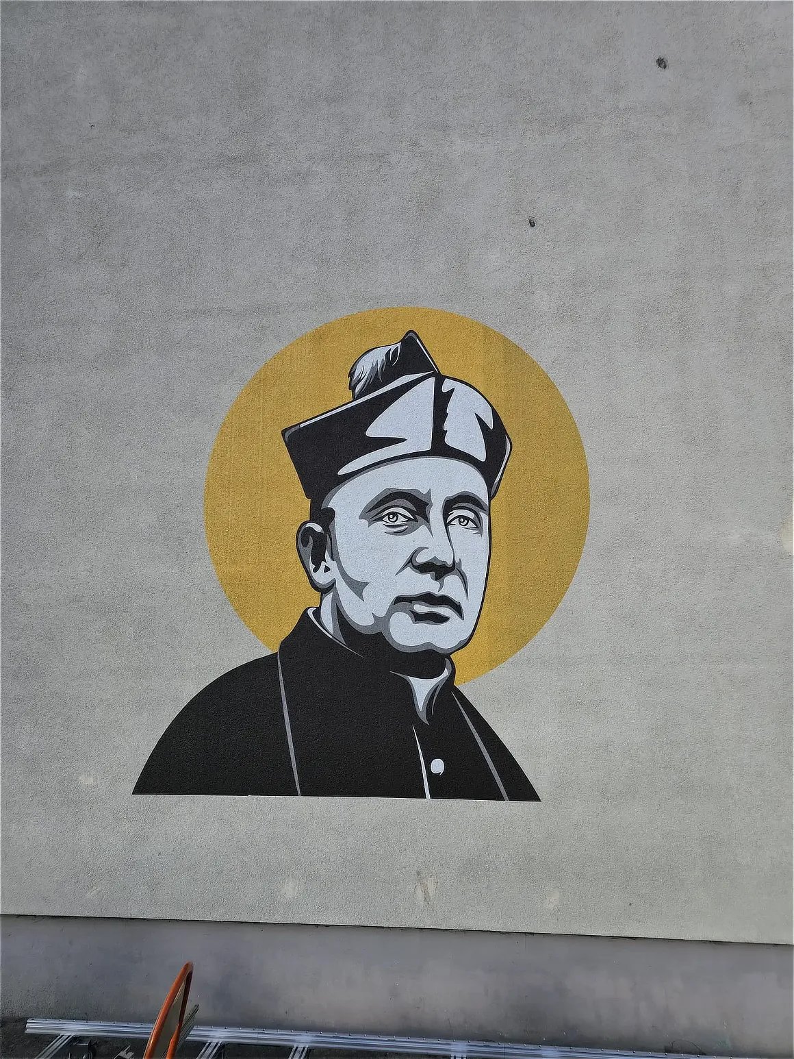 Portret patrona na elewacji Collegium Leonium - ujęcie drugie